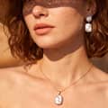 925 Sterling Silver Square Baroque Natural Freshwater Pearl Drop Dangle Earrings 3