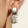 925 Sterling Silver Square Baroque Natural Freshwater Pearl Drop Dangle Earrings 5