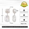 925 Sterling Silver Square Baroque Natural Freshwater Pearl Drop Dangle Earrings 6
