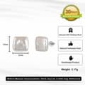 12mm Square Natural Freshwater Pearl Stud Earrings 925 Sterling Silver Flat Baroque 6