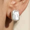925 Sterling Silver Natural Freshwater Baroque Pearl Stud Earrings 20x15mm Irregular Flat 2