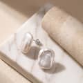 925 Sterling Silver Natural Freshwater Baroque Pearl Stud Earrings 20x15mm Irregular Flat 4