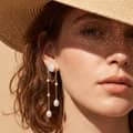 925 Sterling Silver Freshwater Pearl Long Chain Tassel Drop Dangle Earrings 2