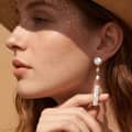 Freshwater Baroque Pearl Long Drop Earrings 925 Silver Tiny Zircon Inlaid Dangle 1