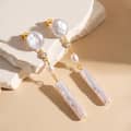 Freshwater Baroque Pearl Long Drop Earrings 925 Silver Tiny Zircon Inlaid Dangle 2