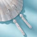 925 Sterling Silver Natural Freshwater Baroque Pearl Long Drop Earrings Daily Wear 3