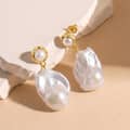 925 Silver Natural Freshwater Baroque Pearl Drop Earrings Gold Plated Hypoallergenic Dangle 1