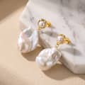 925 Silver Natural Freshwater Baroque Pearl Drop Earrings Gold Plated Hypoallergenic Dangle 3
