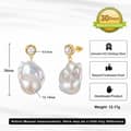 925 Silver Natural Freshwater Baroque Pearl Drop Earrings Gold Plated Hypoallergenic Dangle 6
