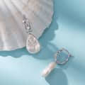 925 Sterling Silver Natural Freshwater Baroque Pearl Irregular Hoop Dangle Earrings 5