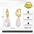 925 Sterling Silver Natural Freshwater Baroque Pearl Irregular Hoop Dangle Earrings 6