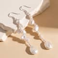 925 Sterling Silver Freshwater Baroque Pearl Long Drop Dangle Earrings Hypoallergenic 1