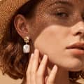 Freshwater Pearl Drop Earrings with Gold Plated 925 Sterling Silver Spiral Texture Geometric Shape 2