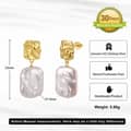 Freshwater Pearl Drop Earrings with Gold Plated 925 Sterling Silver Spiral Texture Geometric Shape 6