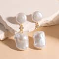 925 Sterling Silver Freshwater Baroque Pearl Drop Earrings 14K Gold Plated CZ Inlaid Dangle 1