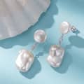 925 Sterling Silver Freshwater Baroque Pearl Drop Earrings 14K Gold Plated CZ Inlaid Dangle 3