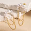 925 Sterling Silver Natural Freshwater Pearl 14K Gold Plated Double Chain Tassel Drop Earrings 2