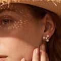 Gold Plated 925 Sterling Silver Freshwater Pearl Stud Earrings 3mm Zircon Accent Elegant 2