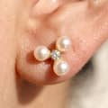 Gold Plated 925 Sterling Silver Freshwater Pearl Stud Earrings 3mm Zircon Accent Elegant 4