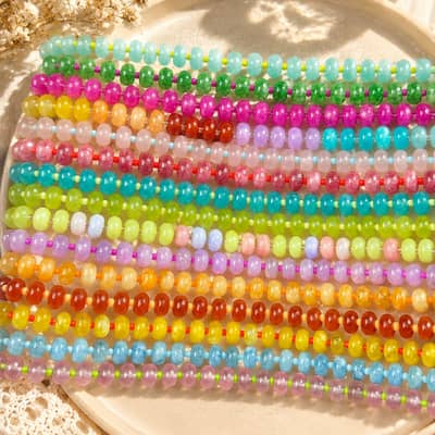 Colorful Gemstone Beaded Necklace, Natural Stone Waterproof Stainless Steel detail 4