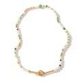 Freshwater Pearl Turquoise Necklace, Stainless Steel Natural Stone OT Clasp 1