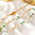 Freshwater Pearl Turquoise Necklace, Stainless Steel Natural Stone OT Clasp 3