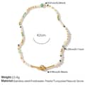 Freshwater Pearl Turquoise Necklace, Stainless Steel Natural Stone OT Clasp 6
