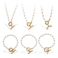 Stainless Steel Freshwater Pearl OT Clasp Necklace Waterproof 18K Beads Pearl Bracelet Set 1