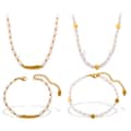 Minimalist Baroque Freshwater Pearl Bracelet Necklace Set Waterproof Stainless Steel Handmade 1