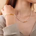 Minimalist Baroque Freshwater Pearl Bracelet Necklace Set Waterproof Stainless Steel Handmade 2