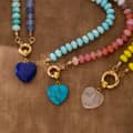 Beaded Natural Stone Necklace, Stone Heart Crystal Pendant Sailor Clasp Stainless Steel 4
