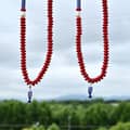 Boho Stainless Steel Fish Charm Red Bead Double Layer Handmade Stone Beaded Choker 2