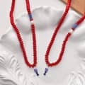 Boho Stainless Steel Fish Charm Red Bead Double Layer Handmade Stone Beaded Choker 4