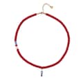 Boho Stainless Steel Fish Charm Red Bead Double Layer Handmade Stone Beaded Choker 5