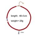 Boho Stainless Steel Fish Charm Red Bead Double Layer Handmade Stone Beaded Choker 6
