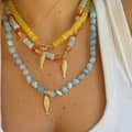 Boho Handmade Multicolor Natural Stone Bead Choker, Non-Tarnish Stainless Steel Fish Charm 1