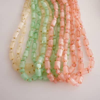Boho Handmade Stainless Steel Cylinder Stone Bead Necklace, Multicolor Gemstone Beaded detail 1