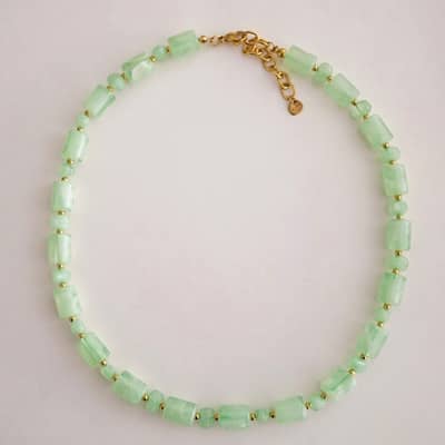 Boho Handmade Stainless Steel Cylinder Stone Bead Necklace, Multicolor Gemstone Beaded detail 5