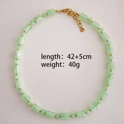 Boho Handmade Stainless Steel Cylinder Stone Bead Necklace, Multicolor Gemstone Beaded detail 6