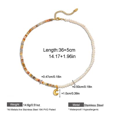 Natural Gemstone Letter Necklace, Bubble Gold Letter Pendant Freshwater Pearl Beaded detail 6