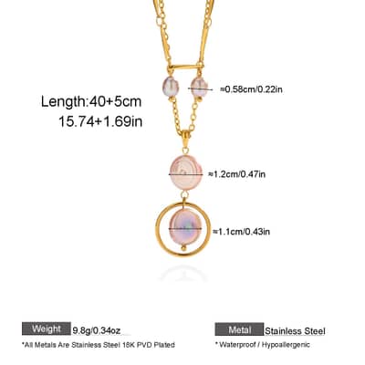 Baroque Freshwater Pearl Necklace, 18K PVD Colorfast Y-Shaped Pearl Teardrop 316 Stainless Steel detail 6