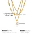 Stainless Steel Multi-Layer Necklace, Square Zircon Pendant Colorfast 18K Gold Chain Gemstone 5