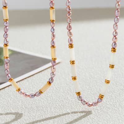 Baroque Real Pearl Necklace, Colorfast Gold Conch Beads 18K Gold Plated PVD Shell Bohemian Style detail 2