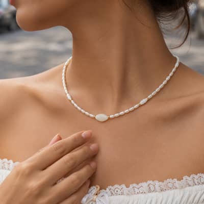 Baroque Real Pearl Necklace, Colorfast Gold Conch Beads 18K Gold Plated PVD Shell Bohemian Style detail 3