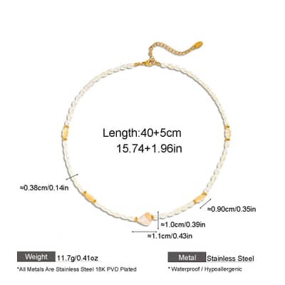 Baroque Real Pearl Necklace, Colorfast Gold Conch Beads 18K Gold Plated PVD Shell Bohemian Style detail 5