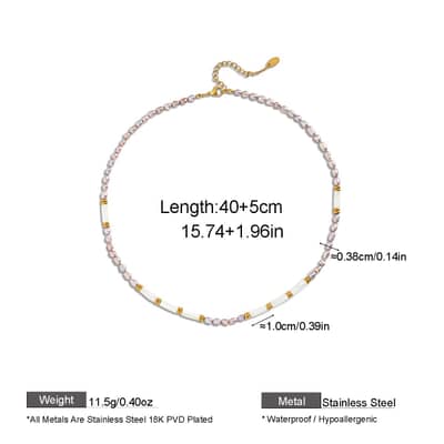 Baroque Real Pearl Necklace, Colorfast Gold Conch Beads 18K Gold Plated PVD Shell Bohemian Style detail 6
