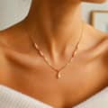Stainless Steel 18K Gold Cross Charm Necklace With Freshwater Pearl Drop Choker, Dainty Stackable Boho 3