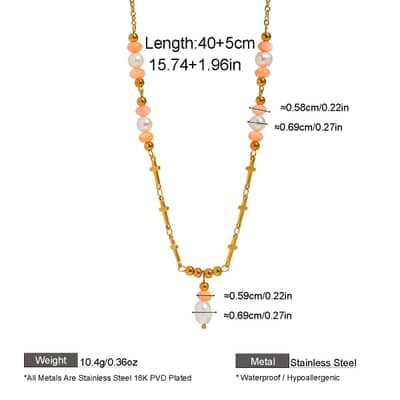 Stainless Steel 18K Gold Cross Charm Necklace With Freshwater Pearl Drop Choker, Dainty Stackable Boho detail 5