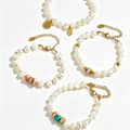 Vintage Style Freshwater Pearl Natural Stone Bracelet Stainless Steel 18K Gold Handmade Beads Bracelet 1