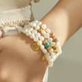 Vintage Style Freshwater Pearl Natural Stone Bracelet Stainless Steel 18K Gold Handmade Beads Bracelet 3